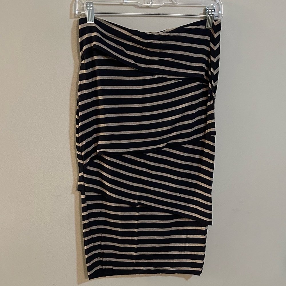Anthropologie Bailey 44 Size Small Asymmetrical Tiered Bodycon Skirt Striped